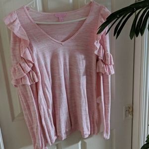 Lilly Pulitzer Light Pink ruffle sleeve Sweater